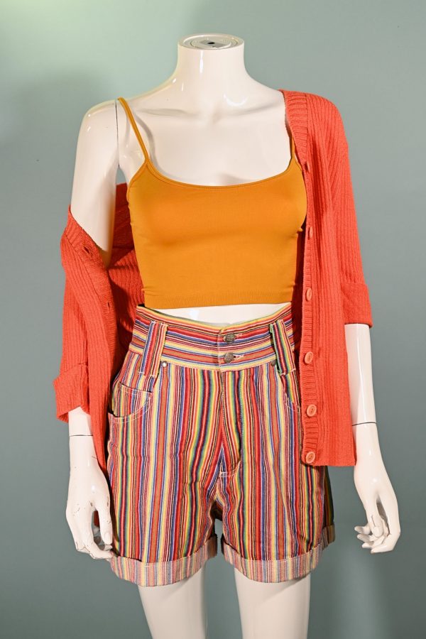 Nada Nuff 80s High Waist Striped Shorts SZ 9 Sale