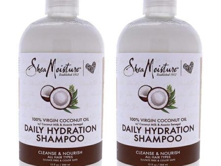 100% Virgin Coconut Oil Daily Hydration Shampoo - Pack of 2 by Shea Moisture for Unisex - 13 oz Shampoo Hot on Sale