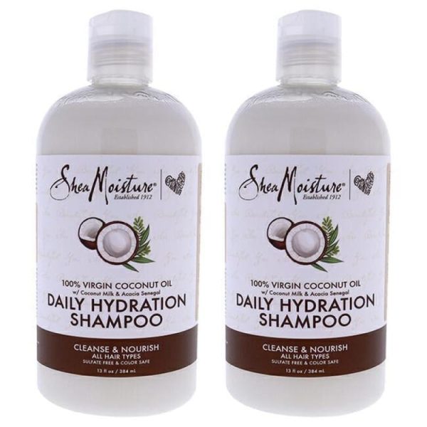 100% Virgin Coconut Oil Daily Hydration Shampoo - Pack of 2 by Shea Moisture for Unisex - 13 oz Shampoo Hot on Sale