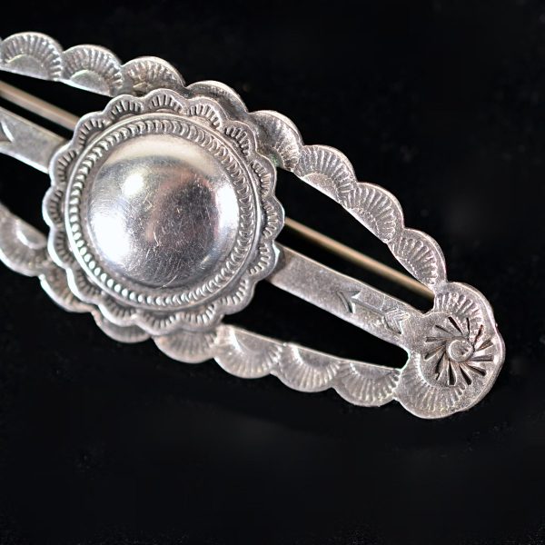 Vintage 30s Sterling Silver Concho Native American Brooch Pin 7.7 Grams Online