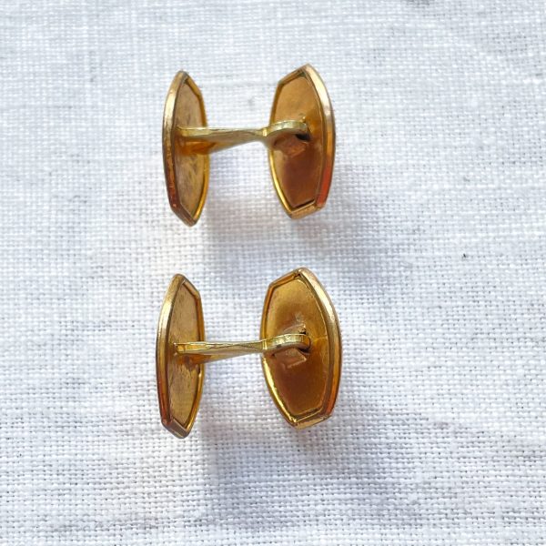 Vintage Art Deco Edwardian Style Gold Tone Etched Cufflinks Online Hot Sale