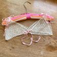 Antique Crochet Lace Neckline Yoke Topper, Vintage Lace, Antique Pink Ribbon XS Fashion