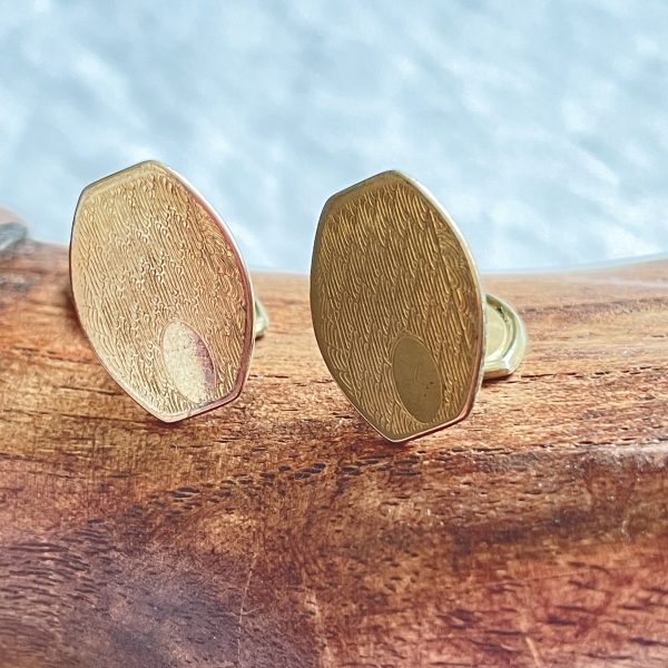 Vintage Art Deco Edwardian Style Gold Tone Etched Cufflinks Online Hot Sale