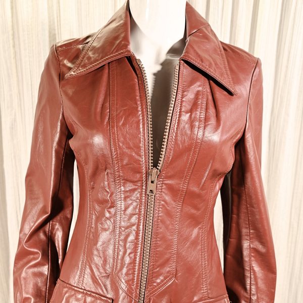 Vintage 70s Fitted Leather Jacket, 70s Disco Era Jacket S Online