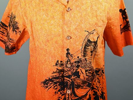 Ui Maikai Vintage 60s Endless Summer Coconut Boy, Silhouette Surfer Bold Color Hawaiian Shirt, Book Piece L Hot on Sale