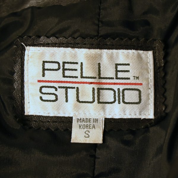 SOLD Pelle Studio Vintage Black Leather Coat with Capelet, Wasp Waist Fit & Flare S Fashion