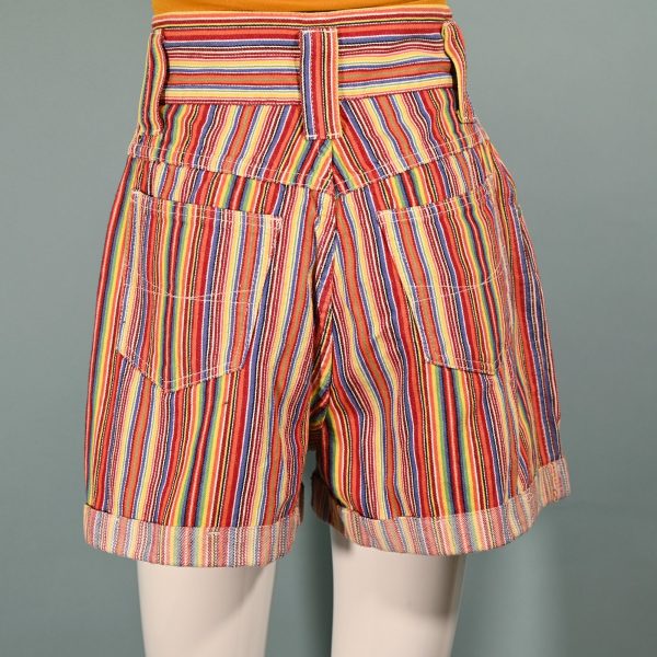 Nada Nuff 80s High Waist Striped Shorts SZ 9 Sale