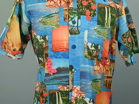 Vintage 70s Photo Image Hawaiian Shirt, Studio One by Campus M Hot on Sale