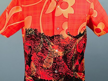 Lehua Vintage 60s 70s Hawaiian Shirt, Endless Summer Surfer Shirt, Bold Bright Colors S Fashion