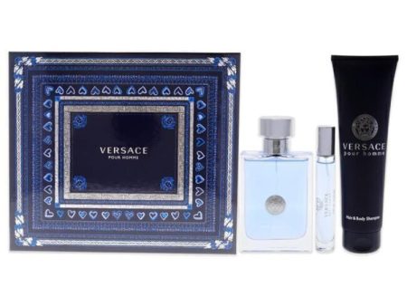 Versace Pour Homme by Versace for Men - 3 Pc Gift Set 3.4oz EDT Spray, 10ml EDT spray, 5.0oz Hair and Body Shampoo Online