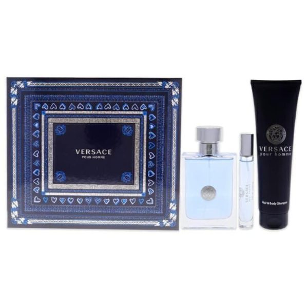 Versace Pour Homme by Versace for Men - 3 Pc Gift Set 3.4oz EDT Spray, 10ml EDT spray, 5.0oz Hair and Body Shampoo Online