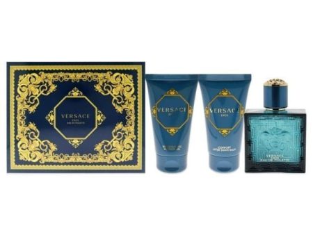 Versace Eros by Versace for Men - 3 Pc Gift Set 1.7 oz EDT Spray, 1.7 oz Comfort After Shave Balm, 1.7 oz Invigorating Shower Gel Online now