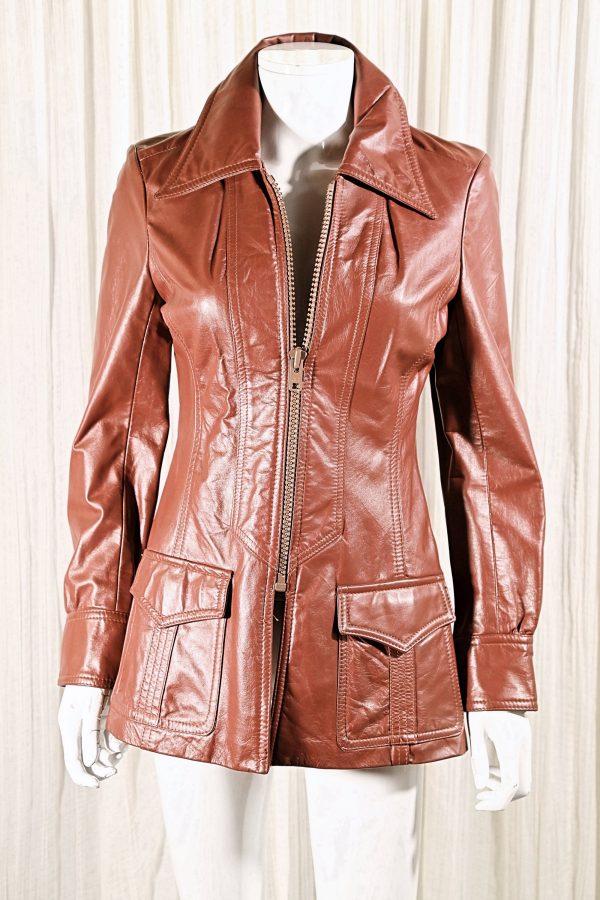 Vintage 70s Fitted Leather Jacket, 70s Disco Era Jacket S Online