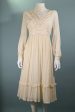 Gunne Sax Cream Gauze & Lace Midi Dress, Cottagecore Prairie Dress S on Sale