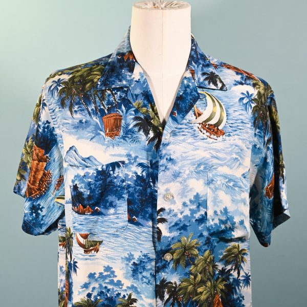 Sports Wear Vintage 50s Rayon Hawaiian Shirt, Made in Japan L on Sale