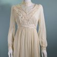 Gunne Sax Cream Gauze & Lace Midi Dress, Cottagecore Prairie Dress S on Sale