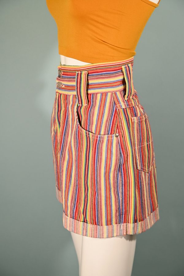 Nada Nuff 80s High Waist Striped Shorts SZ 9 Sale