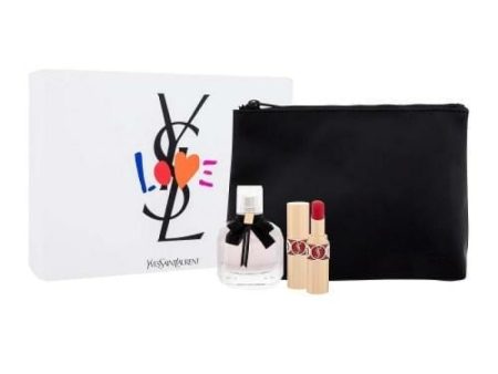 YVES SAINT LAURENT MON PARIS 3 PCS GIFT SET FOR WOMEN: 1.7 EDP + NO. 101 LIPSTICK + COSMETIC BAG For Cheap