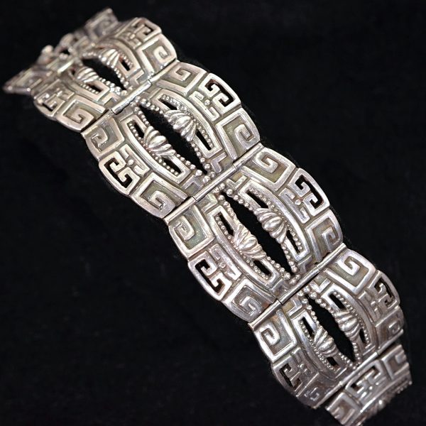 SOLD Margot De Taxco Sterling Mayan Bracelet #5280 Pre-Columbia Design 92.4 Grams Discount