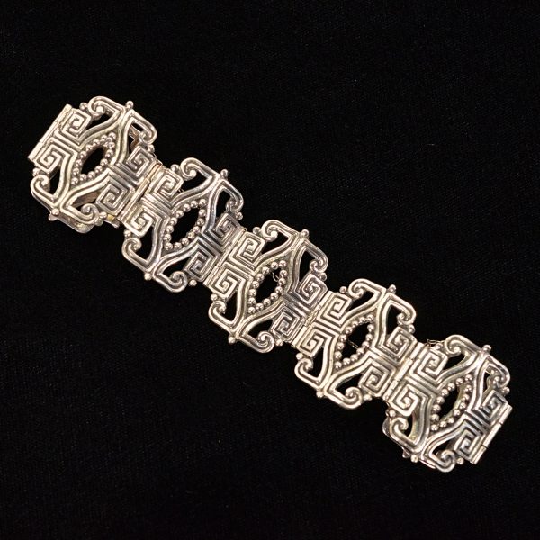 Margot De Taxco Bracelet Sterling Mayan Aztec Design #5464 52.9 Grams Online