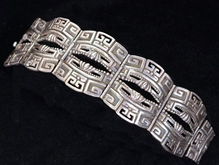 SOLD Margot De Taxco Sterling Mayan Bracelet #5280 Pre-Columbia Design 92.4 Grams Discount