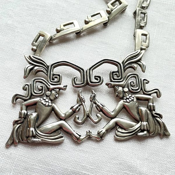 Margot De Taxco Maya Lords Sterling Necklace, #5605 79 Grams, Book Piece 2 Available Cheap