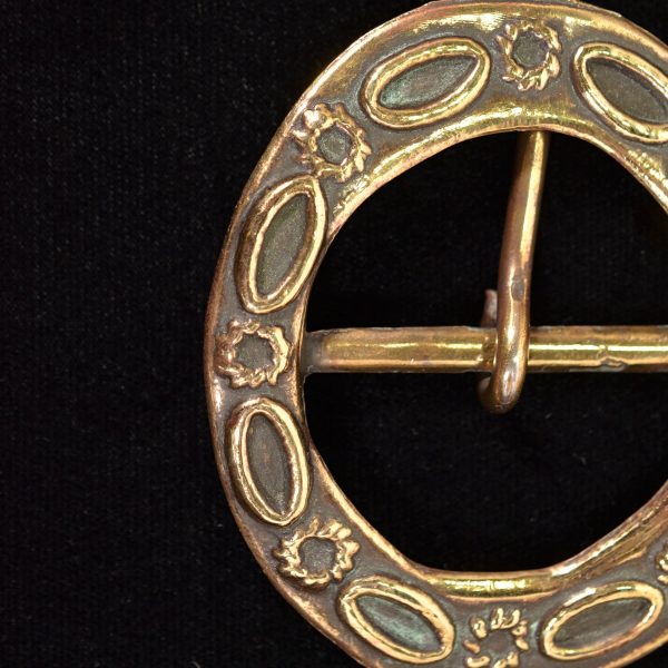 Vintage Brass Oval Belt Buckle, Raised Design, Nice Patina & Details, WF-103 Online Hot Sale