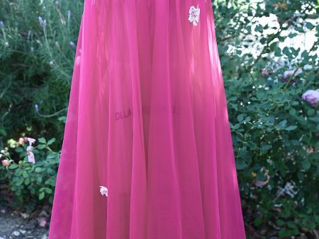 Vintage Negligee Night Gown, Fuchsia Pin Up Bombshell Lingerie by Sheba SZ M on Sale