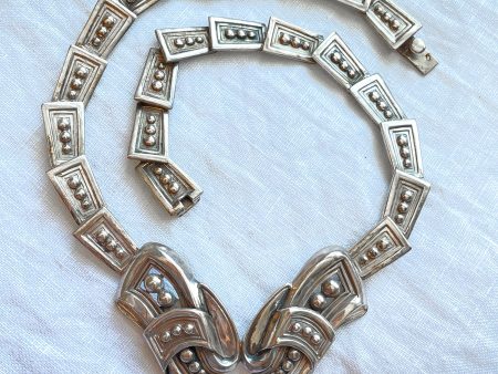 Margot De Taxco Sterling Modernist Ribbon Ball Necklace #5247A, 84.6 Grams Online now