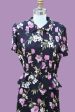 Vintage 90s does 40s Peplum Floral Dress, Navy Pink Print, Karin Stevens SZ 8 For Cheap