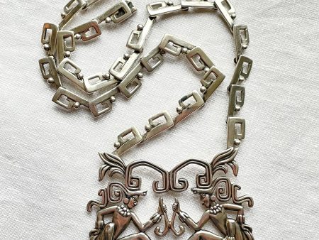 Margot De Taxco Maya Lords Sterling Necklace, #5605 79 Grams, Book Piece 2 Available Cheap