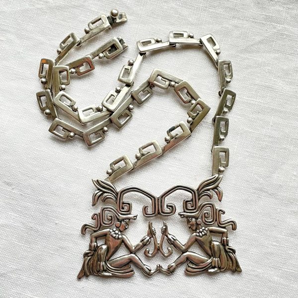 Margot De Taxco Maya Lords Sterling Necklace, #5605 79 Grams, Book Piece 2 Available Cheap